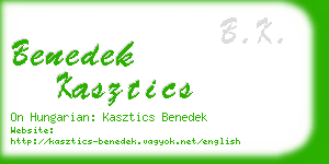 benedek kasztics business card